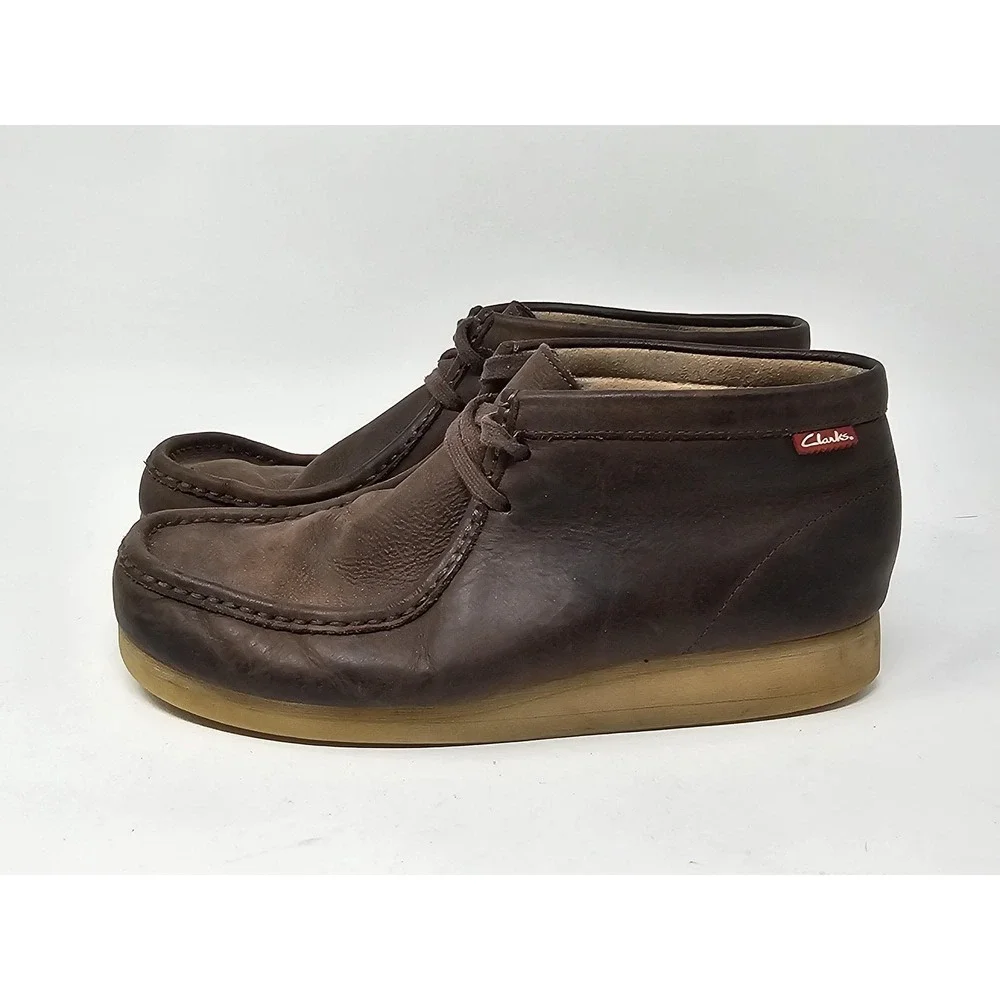 Clarks Shoes Mens Size 9 Brown Leather Moccasin Chukka Crepe Sole Casual